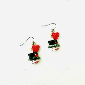 Festive Snowman Heart Earrings